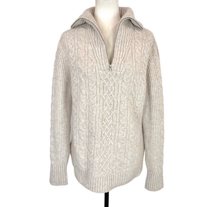 Happily Grey cream cable-knit sweater